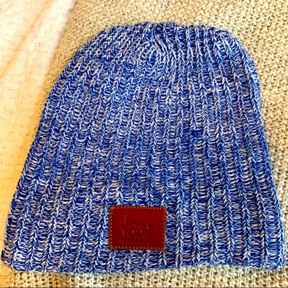 Love your melon leather patch beanie